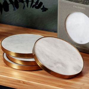 Sous-verre en marbre pour la maison et la cuisine Ensemble de 4 sous-verres en marbre blanc Ensemble de sous-verres ronds naturels pour la décoration de table - Product Image 4
