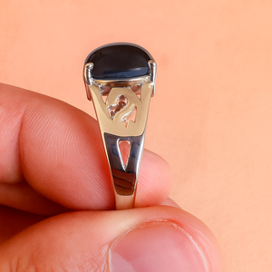 แหวนแต่งงานประดับพลอยรูปดาวสีดำสุดหรูสำหรับผู้หญิง เงินแท้ 925 ชุบโรเดียม รับรองโดย Rhaya Jewels เหมาะสำหรับงานปาร์ตี้และวันครบรอบ - Product Image 4