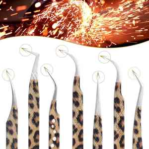 แหนบปลายงอสำหรับต่อขนตา, แหนบสเตนเลสกันไฟฟ้าสถิตที่ไม่ใช่แม่เหล็กแข็งมากมีความแม่นยำสูง - Product Image 6