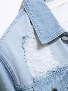 Logo personnalisé Design élégant Sports bleu Streetwear Patch hommes Jean Denim vestes pour hommes - Product Image 3