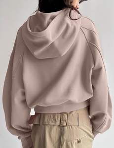 Venta al por mayor de algodón de las señoras en blanco gimnasio de manga larga recortada con capucha última moda personalizada impresa Crop Hoodies Mujeres - Product Image 3