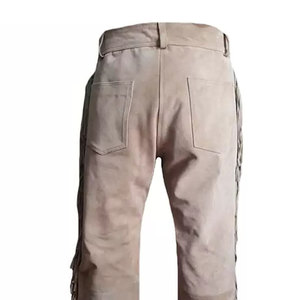 2025 nueva llegada hombres Casual flecos pantalones de cuero de gamuza más vendidos pantalones de borla de vaquero occidental tela de lona MOQ bajo - Product Image 5