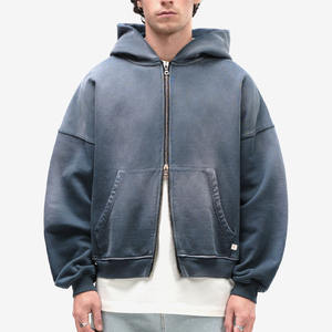Diseño único 500GSM Oversized Sun Fade Cotton Blended Hoodies 100% Cotton Street Wear Double Ended Zip Sun Faded Hoodies - Product Image 1