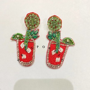 Boucles d'oreilles en perles rouge cerise faites à la main de style vintage pour femmes bijoux de mode en gros pour les occasions - Product Image 1