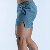 Shorts d'entraînement pour hommes en polyester gris ardoise, sans couture, avec logo personnalisé OEM en gros, taille élastique pour l'entraînement en salle de sport