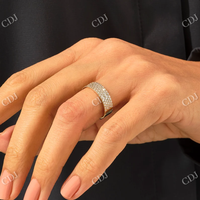 Bague d'éternité audacieuse en or massif 14 carats avec diamants de laboratoire épais de clarté VVS, pavée, pour femme et homme, certifiée 0,65 CTW, idéale pour les fêtes