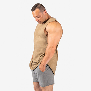 Venta al por mayor de fábrica de los hombres de verano Muscle Fit 100% algodón camiseta sin mangas con logotipo personalizado camiseta sin mangas de entrenamiento - Product Image 4