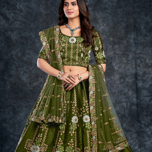 ÚLTIMA NOVIA WEAR GEORGETTE HEAVY CHINE SECUENCIA TRABAJO LEHENGAS CON TRABAJO DUPATTA - Product Image 1