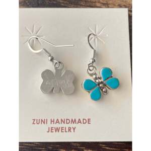 <strong>Swain</strong> Charlie Charlie Turquoise &amp; Sterling Silver Drop Earrings with Diamond Religious Style Butterfly Dangle for Wedding &amp; Gift - Product Image 5