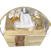 Boîte de rangement pour serviettes en tissu rectangulaire minimaliste multifonctionnelle en métal de luxe avec logo personnalisé en or 24 carats, écologique, pour la maison et l'hôtel