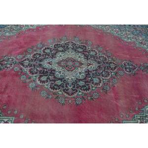 พรมขนสัตว์ตุรกีวินเทจสีแดงสีฟ้า7.5 x 10.8ft ขนาดใหญ่ Boho พื้นที่ปะติดปะต่อกันสี่เหลี่ยมผืนผ้าห้องโถงน้ำยางคลาสสิกสำหรับห้องนอนห้องนั่งเล่น - Product Image 5