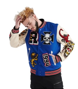 Unisex <b>Vintage</b> <b>Varsity</b> <b>Jacket</b> Casual Letter Print Stand Spring Pattern Baseball Streetwear Bomber Coat Woven for Men Women - Product Image 1