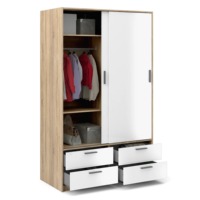 Armoire moderne simple en bois avec miroir et portes coulissantes, construction en MDF, blanc alpin, meubles de chambre à coucher, appartement, hôtel