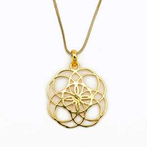 Trendy New Design Pendant Boho Geometric Necklace Minimalist Brass Jewelry Women 18k Gold Plated Celestial Mandala Wholesale - Product Image 1