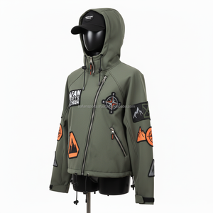 Veste Softshell pour femmes 310GSM, panneaux tactiques verts, coupe-vent, polaire chaude, logo brodé personnalisé, veste Softshell pour femmes - Product Image 4