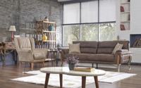 Canapé Chesterfield trois places en bois de style italien, design moderne, housse amovible, modulaire, idéal pour salon et villa - Meilleures ventes