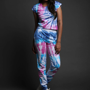 Custom Logo High Quality <b>TIE</b> <b>DYE</b> CROP Shirt Sweatpent Set Sports Suit Trousers Two Piece Set Jogging Tracksuit Girls Streetwear - Product Image 1