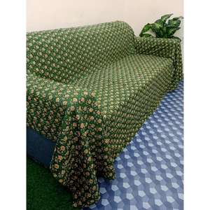 Edredón Kantha de tamaño Queen hecho a mano, colcha Reversible Floral, bloque de mano, estampado, bordado, algodón, lavable, manta India para - Product Image 1