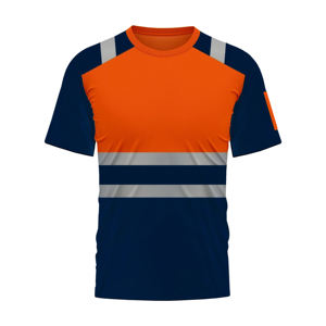 Camisetas de trabajadores de la construcción de alta visibilidad al por mayor con rayas reflectantes logotipo personalizado característica de seguridad - Product Image 6