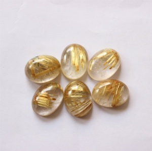 ควอตซ์รูไทล์สีทองธรรมชาติคุณภาพสูง ทรงรี ขนาดปรับแต่งได้ หินหลวม รับรองโดยผู้ตรวจสอบอิสระ สำหรับทำเครื่องประดับ DIY - Product Image 1
