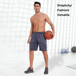 Pantalones cortos de baloncesto de playa personalizados poliéster 100% al por mayor pantalones cortos de entrenamiento sólidos deportivos para hombre cintura con cordón elástico - Product Image 2