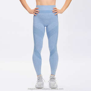 Vente en gros de leggings de yoga taille haute respirants pour femmes vêtements de sport d'hiver pour filles-couleur de peau sans couture en élasthanne/nylon solide - Product Image 2