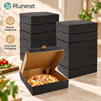 Boîte à pizza noire mate avec logo personnalisé, emballage alimentaire en carton ondulé, boîte à emporter réutilisable pour la livraison