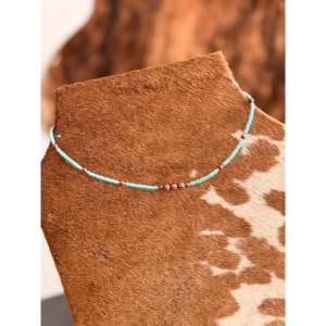 Collier de perles en turquoise et cuivre de style Navajo, fait à la machine, bohème, vintage, religieux, tendance, cadeau idéal - Product Image 2