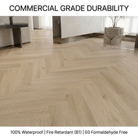 Plancher SPC à chevrons, grade E0, antidérapant, étanche, en vinyle rigide, avec sous-couche insonorisante IXPE, ignifuge, pour usage commercial intérieur
