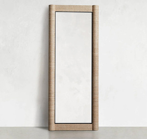 Miroir mural carré rotin naturel rotin subtil canne innovation résine industrie couloir conseiller thème classique protection foyer - Product Image 1