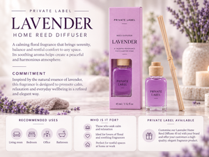 Private Label <b>Lavender</b> Reed <b>Diffuser</b> 45ml | Floral & Relaxing Home Fragrance | OEM Manufacturer Spain - Product Image 3