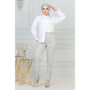 Pantalon Harem Décontracté Taille Haute Respirant Doux Taille XL Couleur Unie Longueur Midi Coupe Droite 100% Coton Idéal Bureau - Product Image 5
