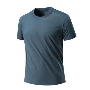 Ammoniac liquide t-shirt à séchage rapide sans couture pour hommes et femmes couleur unie raglan mince col rond cool vêtements de sport à manches courtes - Product Image 4