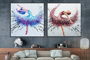 Pittura astratta grande strutturata moderna della <span class=keywords><strong>Ballerina</strong></span> incorniciata arte della parete della tela di Impasto della ragazza danzante pittura a olio per la decorazione del salotto - Product Image 3