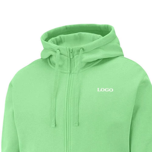 Últimas sudaderas con capucha para hombre Logotipo personalizado Hombres Cremallera completa con dos bolsillos Sudaderas con capucha transpirables Básicos Mezcla de algodón - Product Image 4