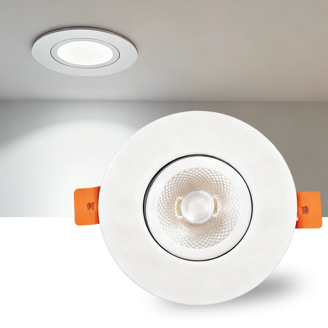 3-inch Rotatable Ultra Thin Recessed LED Floating Gimbal Downlight 355° + 60° 500 Lumens 5CCT Selectable ETL