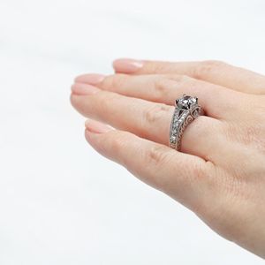 Round Cut Lab Grown Diamond <b>Split</b> Shank Cute Vintage Anniversary <b>Ring</b> for Women - Product Image 2