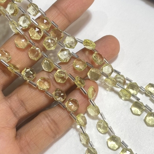 Cuentas hexagonales facetadas de cuarzo limón verde, cuentas elegantes de piedras preciosas naturales, 7-7,5mm, tamaño 6 pulgadas de longitud para la fabricación de joyas - Product Image 4
