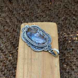 Collar de Plata de Ley 925 hecho a mano, colgante de piedras preciosas de ágata de palo Natural, joyería de moda, sello 925 para regalos de fiesta para niños - Product Image 2