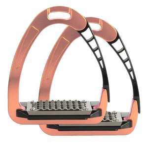 PAIR OF CUSTOM COLOR MOVING RETRACTABLE SAFETY STIRRUPS ALUMINIUM AND <b>POLYMER</b> HORSE RIDING RIDERS EQUESTRIAN SUPPLIES PINK - Product Image 1