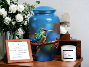 Urnes colibri bleu pour cendres adultes urnes funéraires pour papa grande urne pour homme femme urne funéraire pour cendres hommes femmes taille personnalisée - Product Image 4