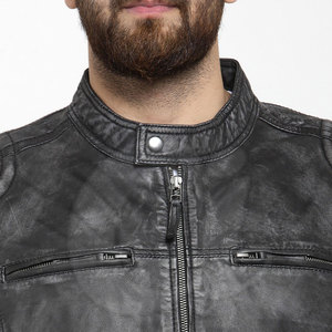 Chaqueta de Cuero Vacuno Transpirable Estilo Urbano, Talla Grande, Cuello Alto, Moda de Invierno - Product Image 5
