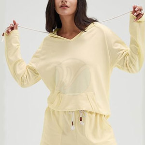 Ensemble short à capuche unisexe décontracté à motif solide taille XL léger sur mesure pour les femmes pour la saison d'hiver directement de l'usine - Product Image 2