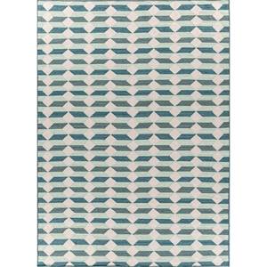 พรมลายเรขาคณิตสีน้ำเงิน รุ่น Adwl-13280 ลายตารางแบบทอเรียบ สำหรับห้องนั่งเล่น ทางเข้าบ้าน ห้องโถง ของวัยรุ่น ขนาด 9x12 ฟุต รูปทรงสี่เหลี่ยมผืนผ้า - Product Image 1