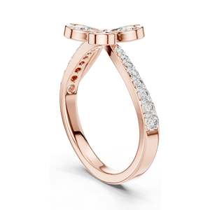 Bague en or 18 carats, 14 carats, 10 carats avec diamant de laboratoire de 0,351 carats, taille brillant rond, clarté VVS-VS EF, design papillon pour femme - Product Image 5