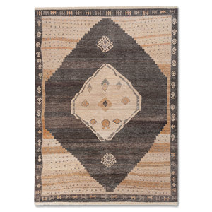 Alfombras de Lana Anudadas a Mano, Color Azul Tomillo, Patrón Geométrico Abstracto, para Entrada del Hogar, Modelo Rectangular Tipo Rompecabezas 9x12, Técnica Hecha a Mano - Product Image 1