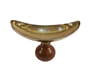 Customized New Style Oval Shaped Chocolate Serving Dish Wooden Base with Metal Decorative Accents for Fruits and <b>Sweets</b> - Product Image 3