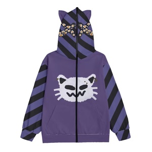 Sudaderas con cremallera de 100 algodón y de alta calidad personalizadas Sudadera con capucha con cremallera de cara completa con impresión de logotipo personalizado - Product Image 1