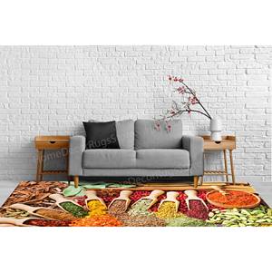 Tapis imprimé vibrant : Design moderne et coloré aux motifs d'épices pour la cuisine et le bureau, Tapis doux non tissé - Product Image 5