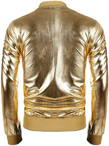 Fantástica Chaqueta Varsity de Lona con Satén Dorado, Estilo Vintage, 100% Poliéster, Chaqueta Bomber de Béisbol de Invierno con Logo Frontal para Hombre - Product Image 5